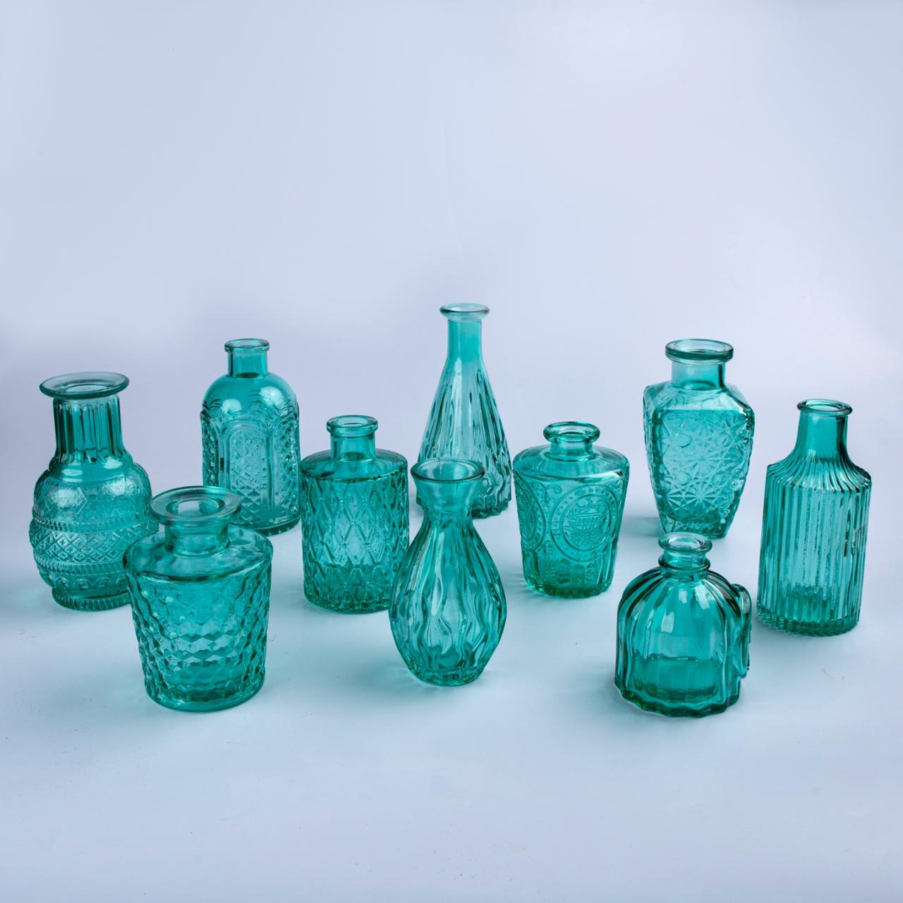 Colored mini vases - Turquoise - Set of 10 pcs