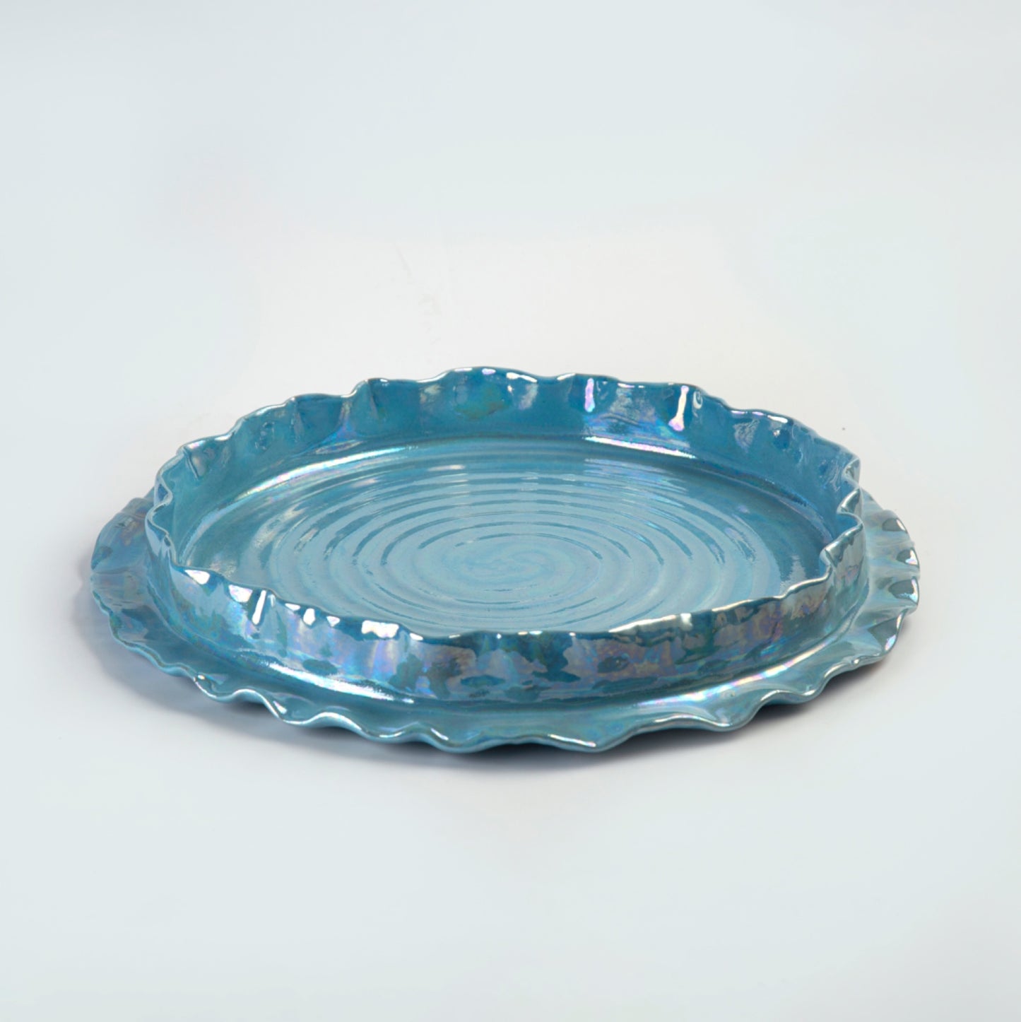 Rosa Ruffle Platter - Light Blue - D 33 cm
