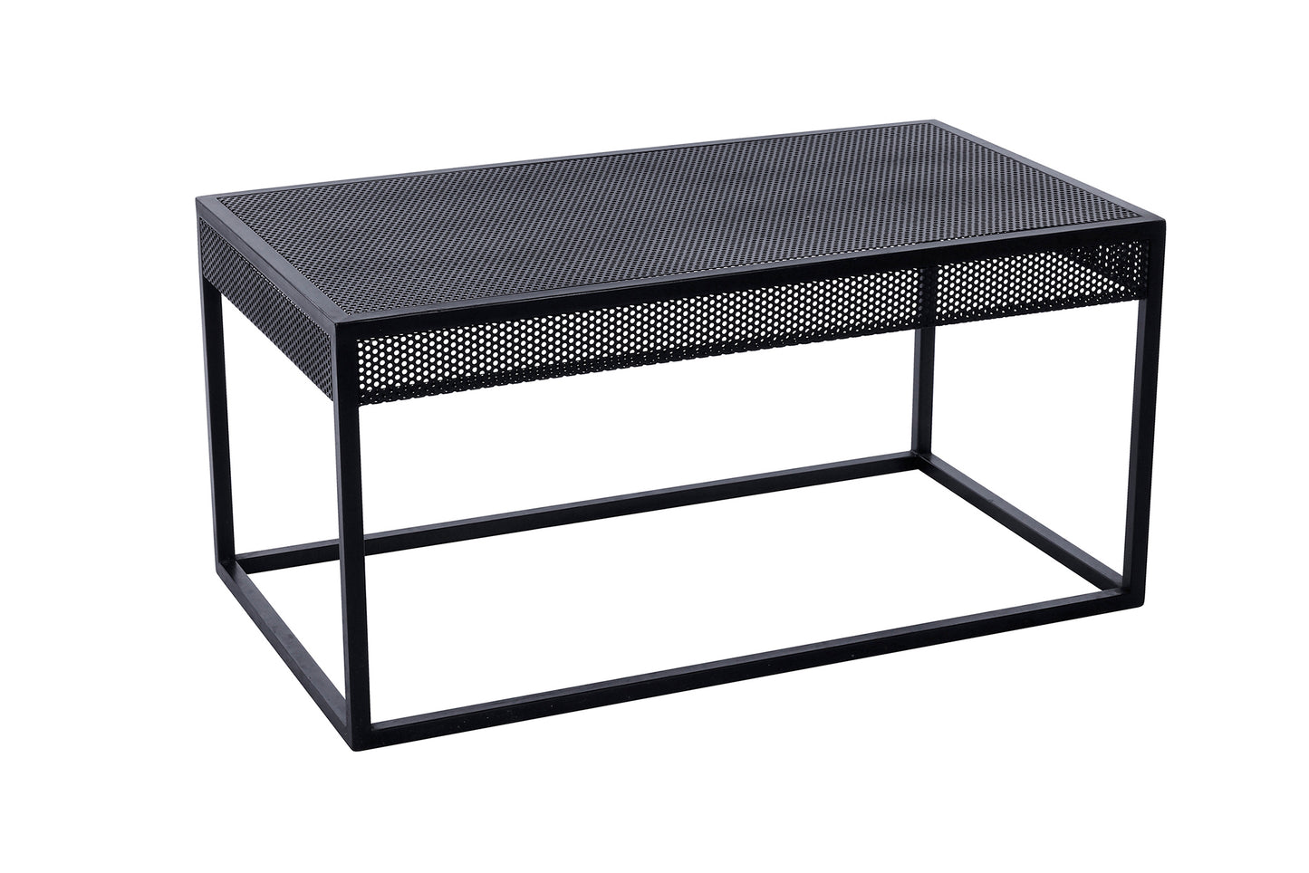Low Table-Rectangular Metallic Black Frame Table- Perforated Metal Sheet Top