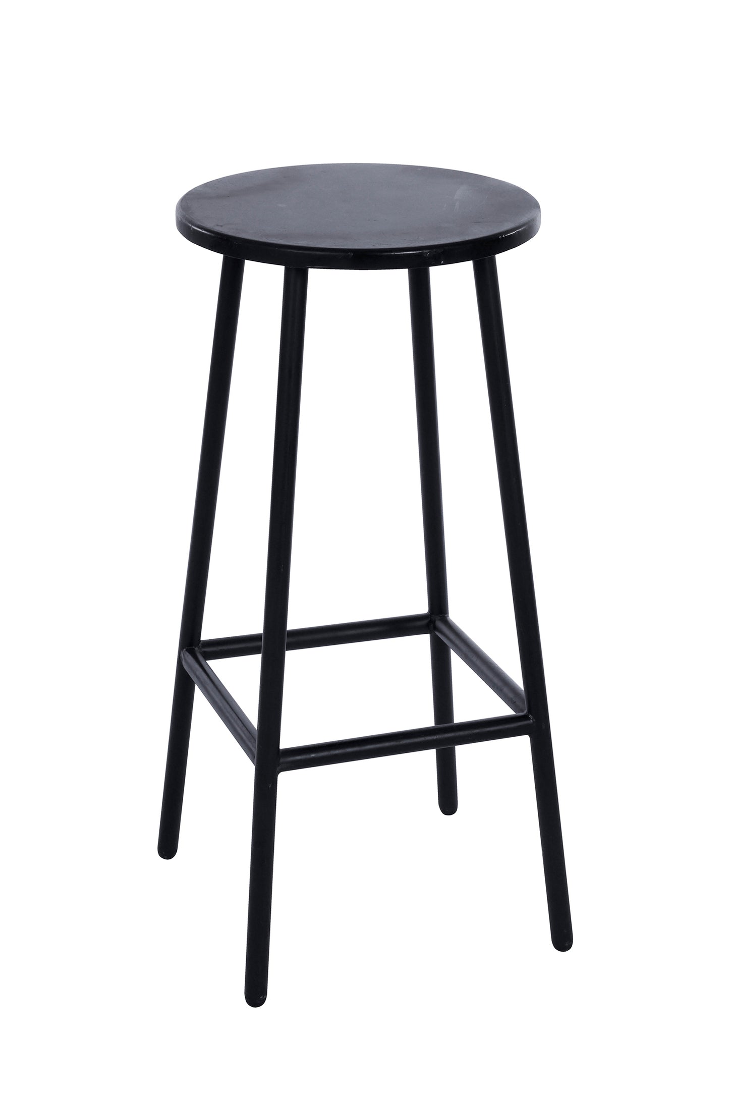 Metallic Stool-Round Black Wood Top