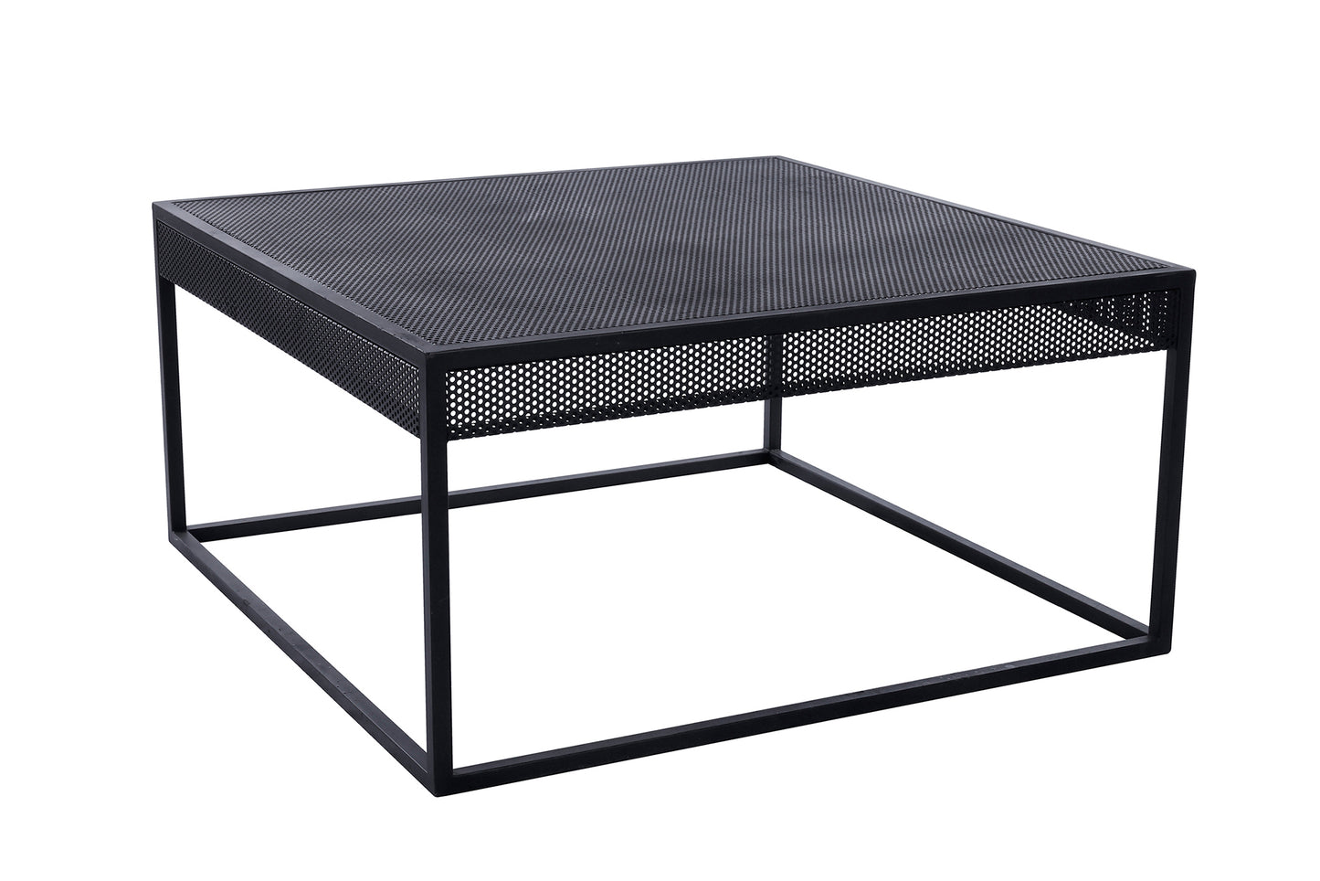 Low Table- Square Metallic Black Frame Table-Perforated Metal Sheet Top
