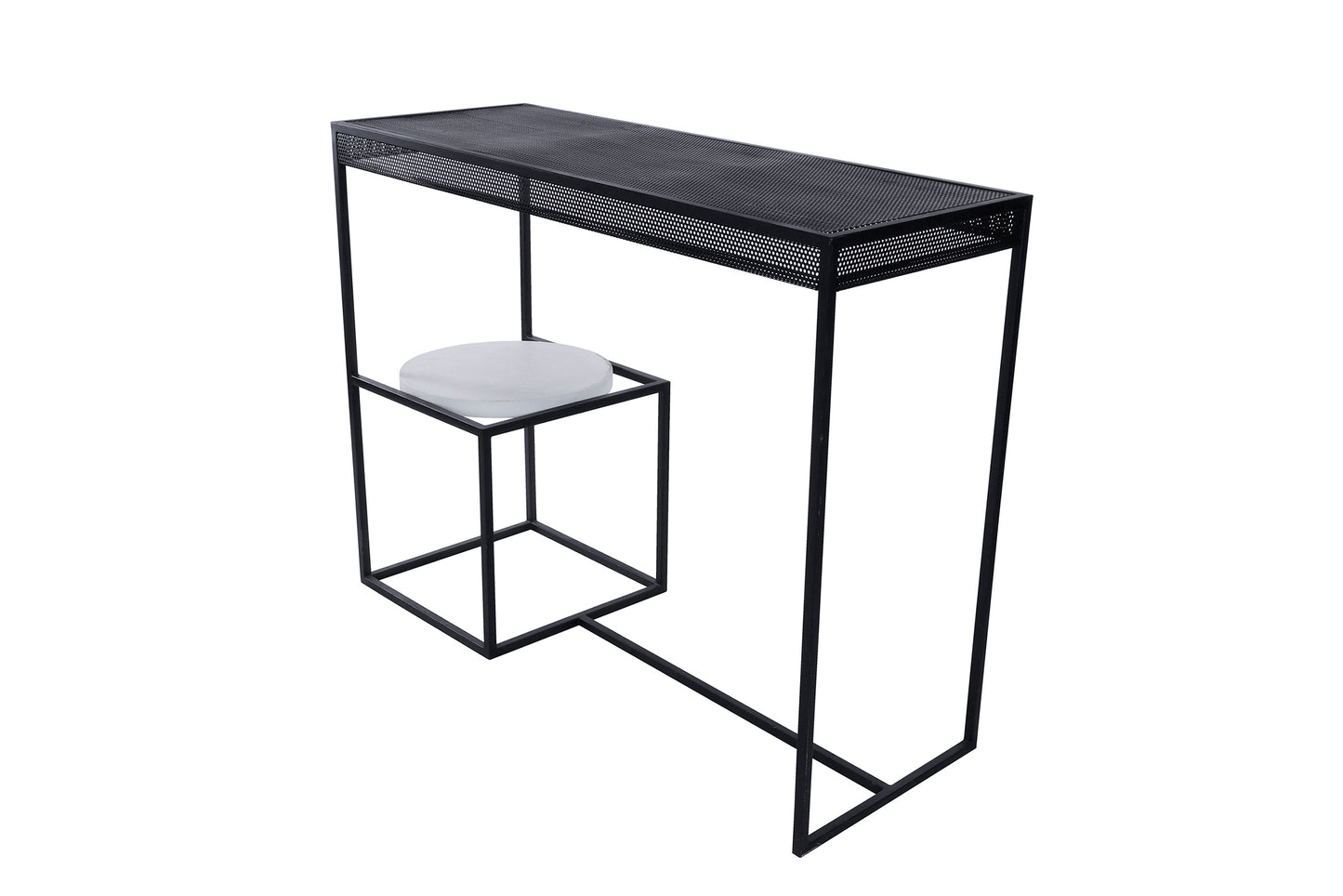 High Table- Rectangular Metallic Black Frame-Perforated Metal Sheet Cover