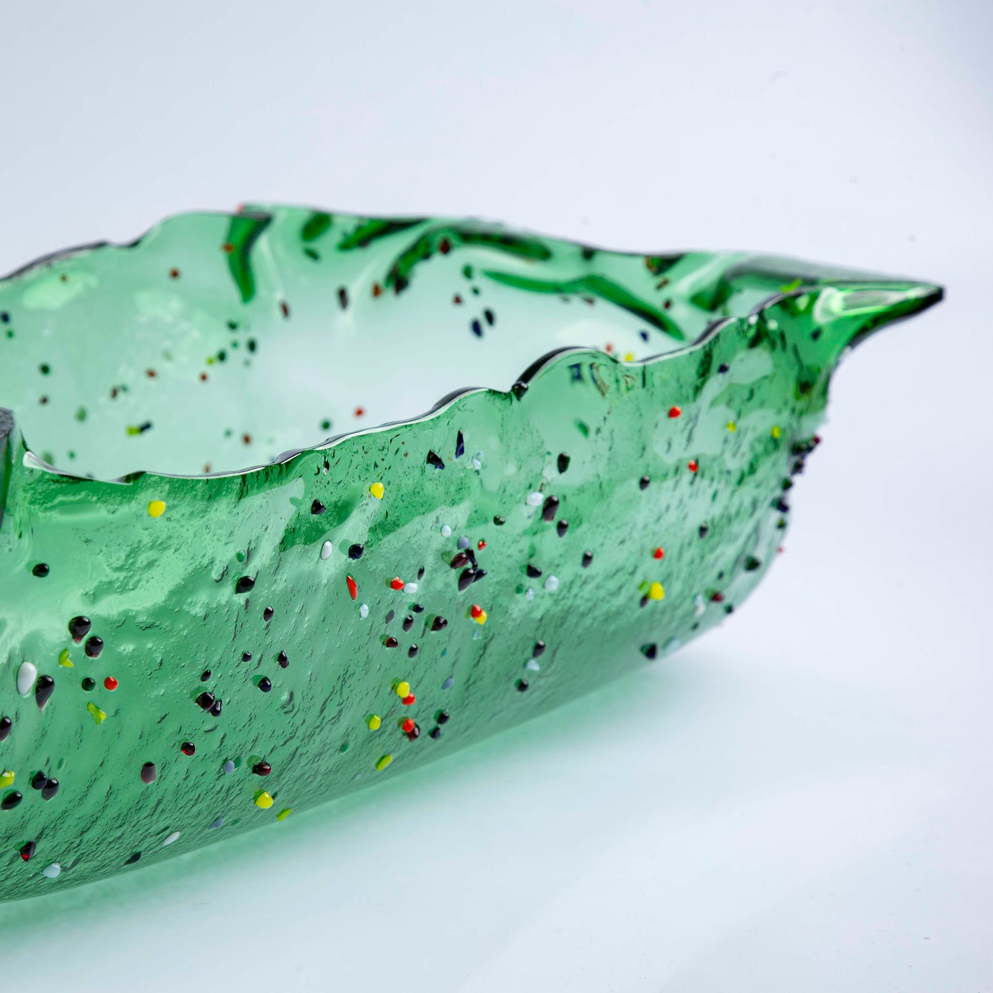 Glass Rectangular Platter - Green with dots 50cm x 25cm