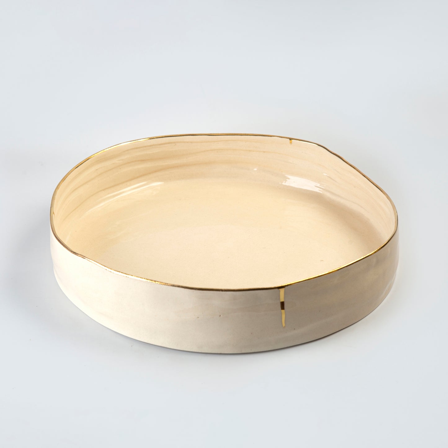 Round Platter - White & Gold Rim - 38 x 7 cm