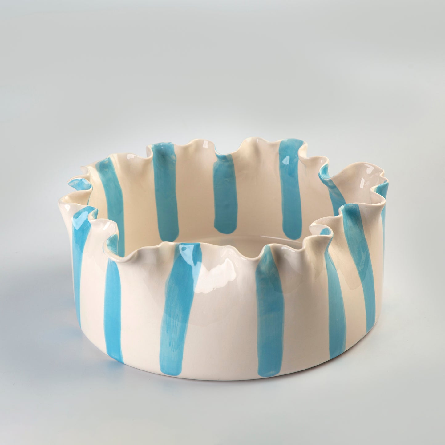 Round Platter - White & Blue - D 30 x h 10 cm