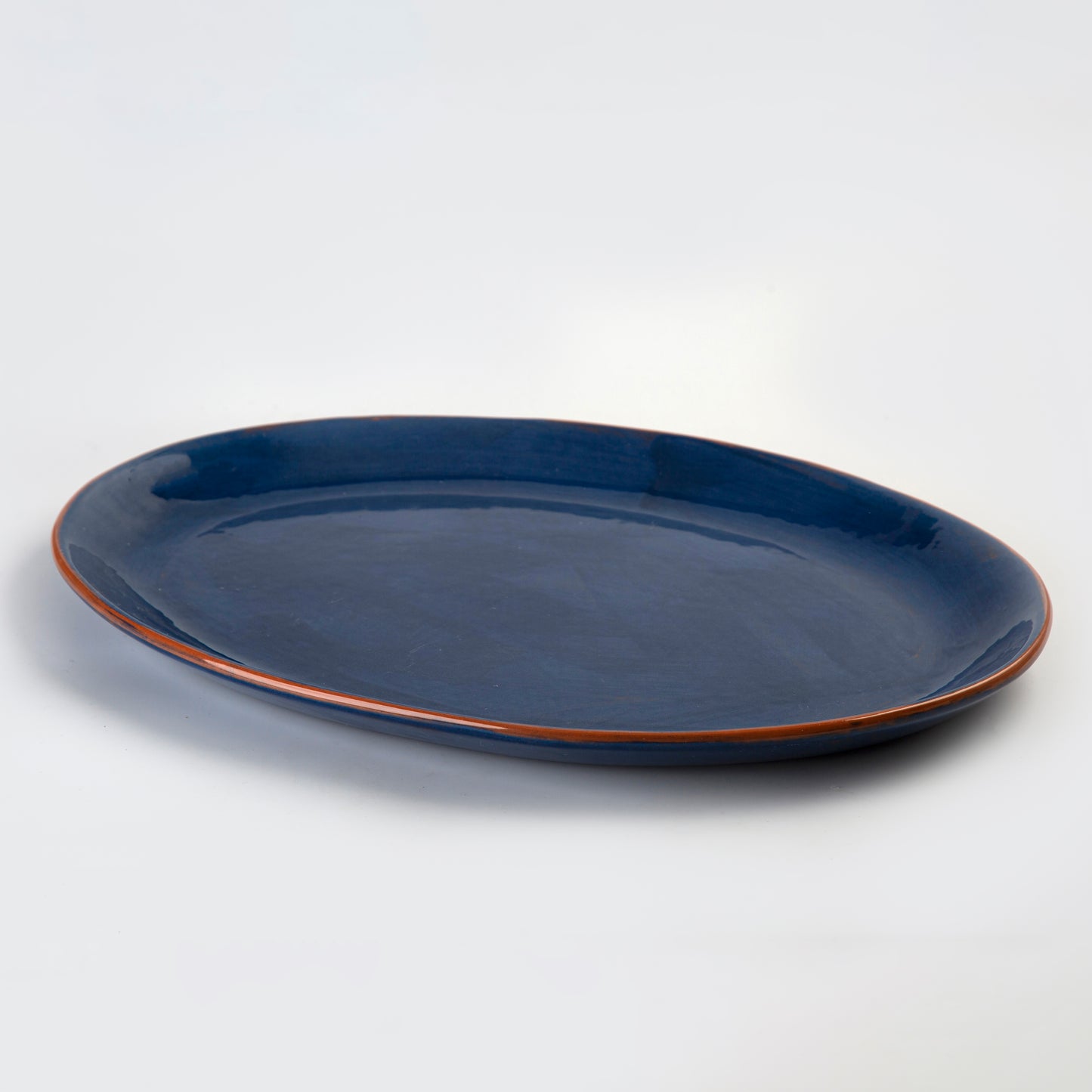 Pottery Oval Platter - Dark Blue - 50 x 35 cm