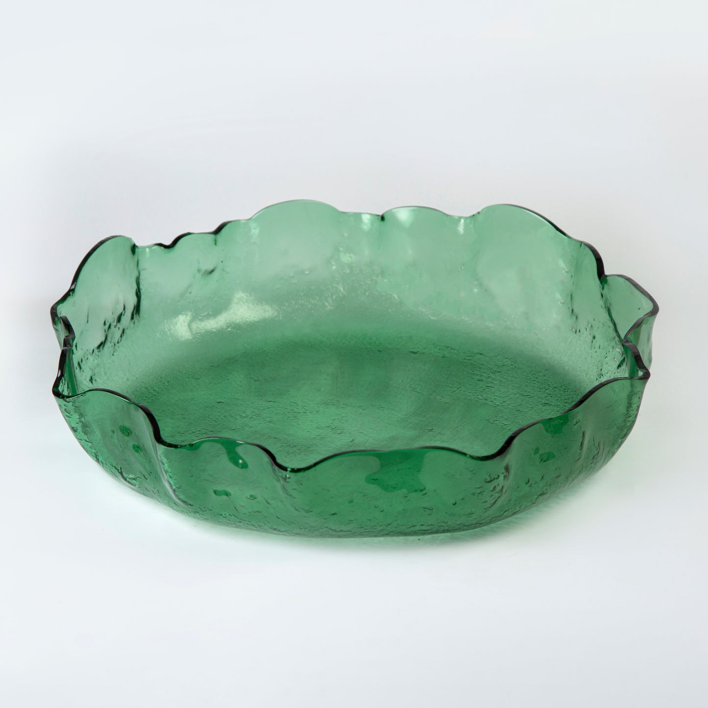 Glass Round Platter - Green - D 43 cm