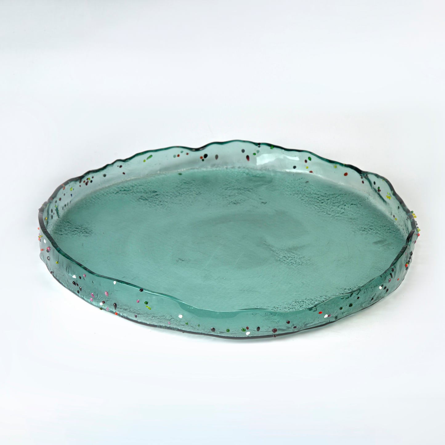 Round Platter - Dark Green with dots - D 50 cm