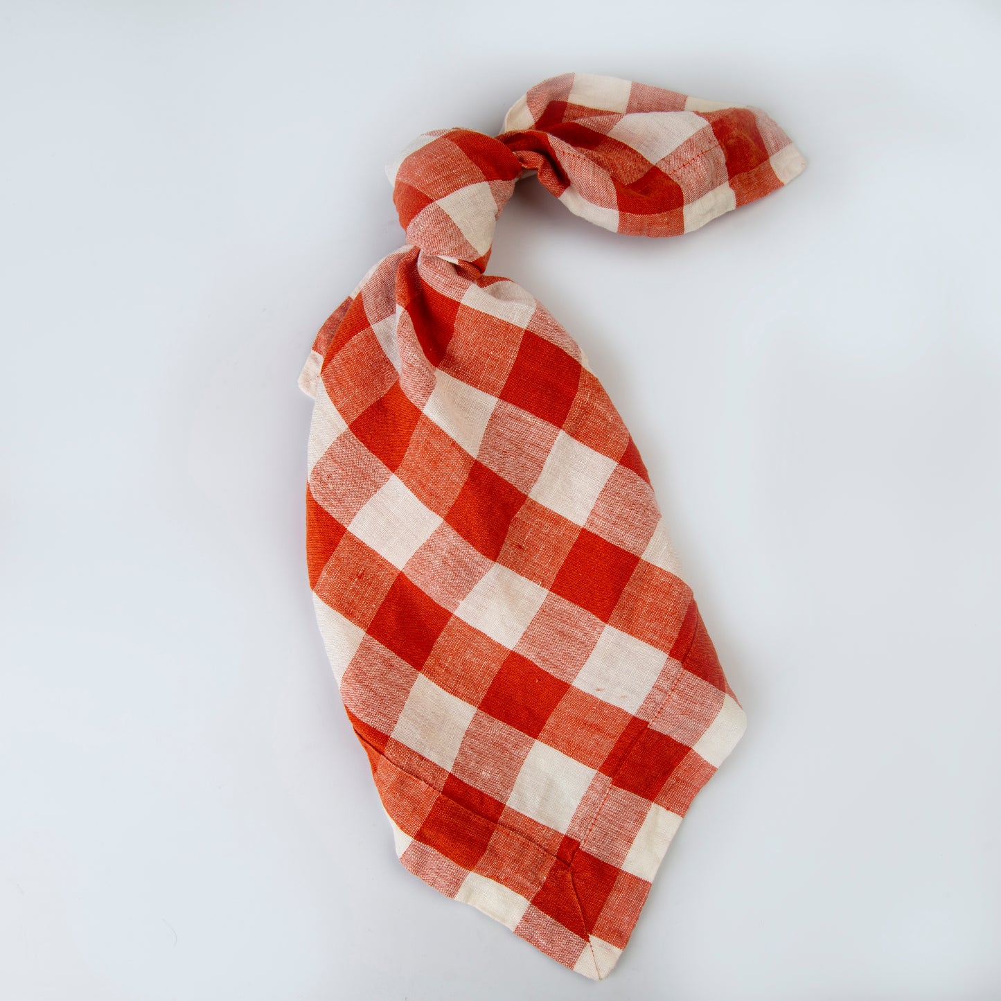 Napkin - Vichy Orange & White Linen - 56 x 56 cm