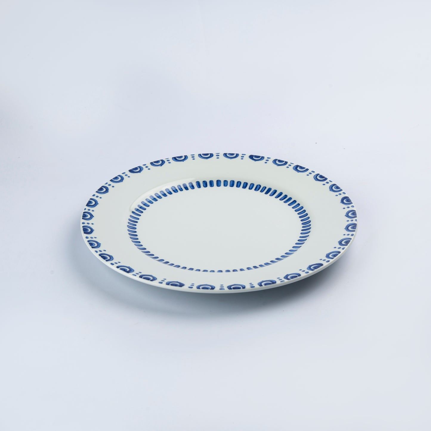 Dinner Plate - White & Blue - D 27 cm