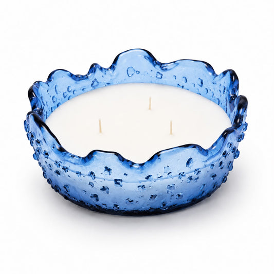 Blue Glass Candle Bowl-32CM