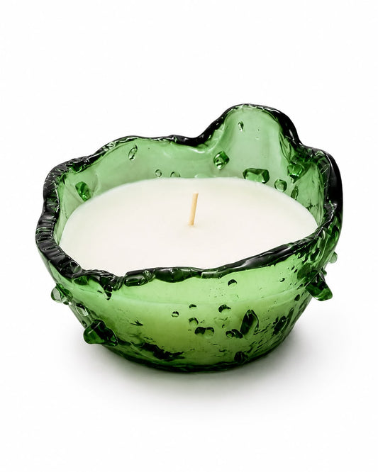 Green Glass Candle Bowl- D 9CM