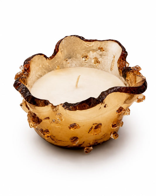 Amber Glass Candle Bowl- D 9CM