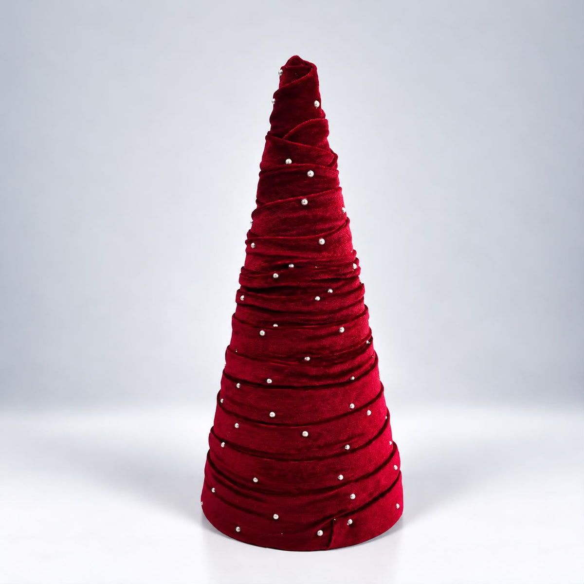 Velvet & Satin Handcrafted Christmas Trees - H 55 & 35cm