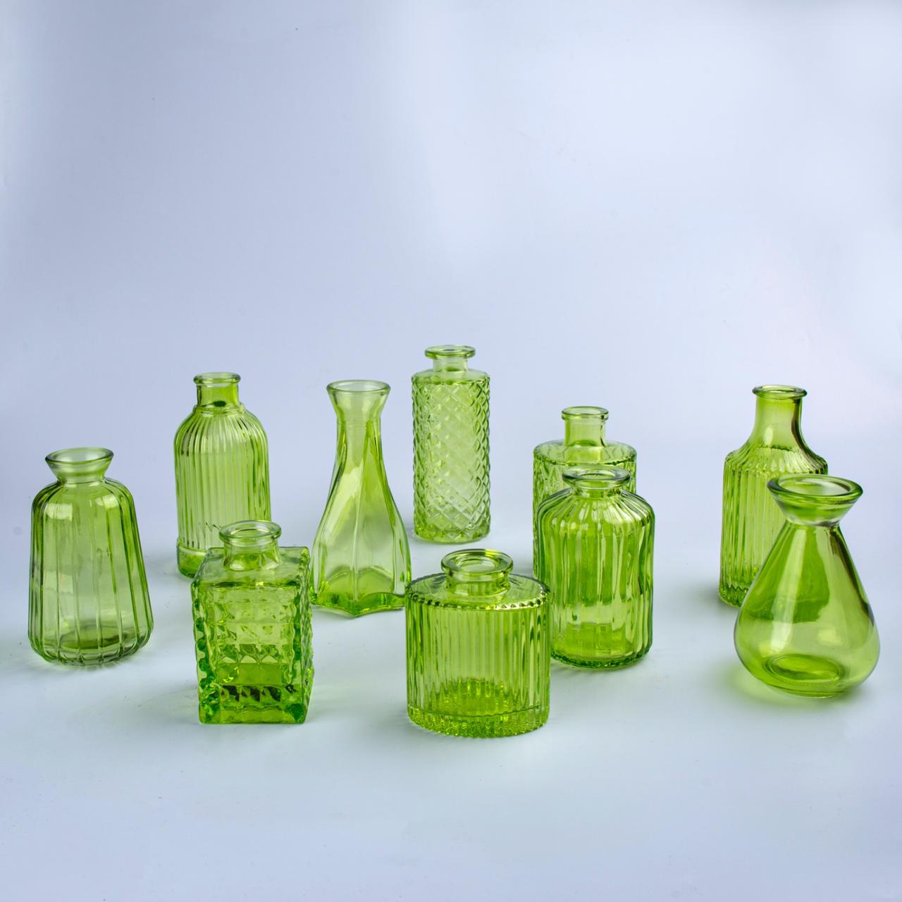 Colored mini vases - Green - Set of 10 pcs