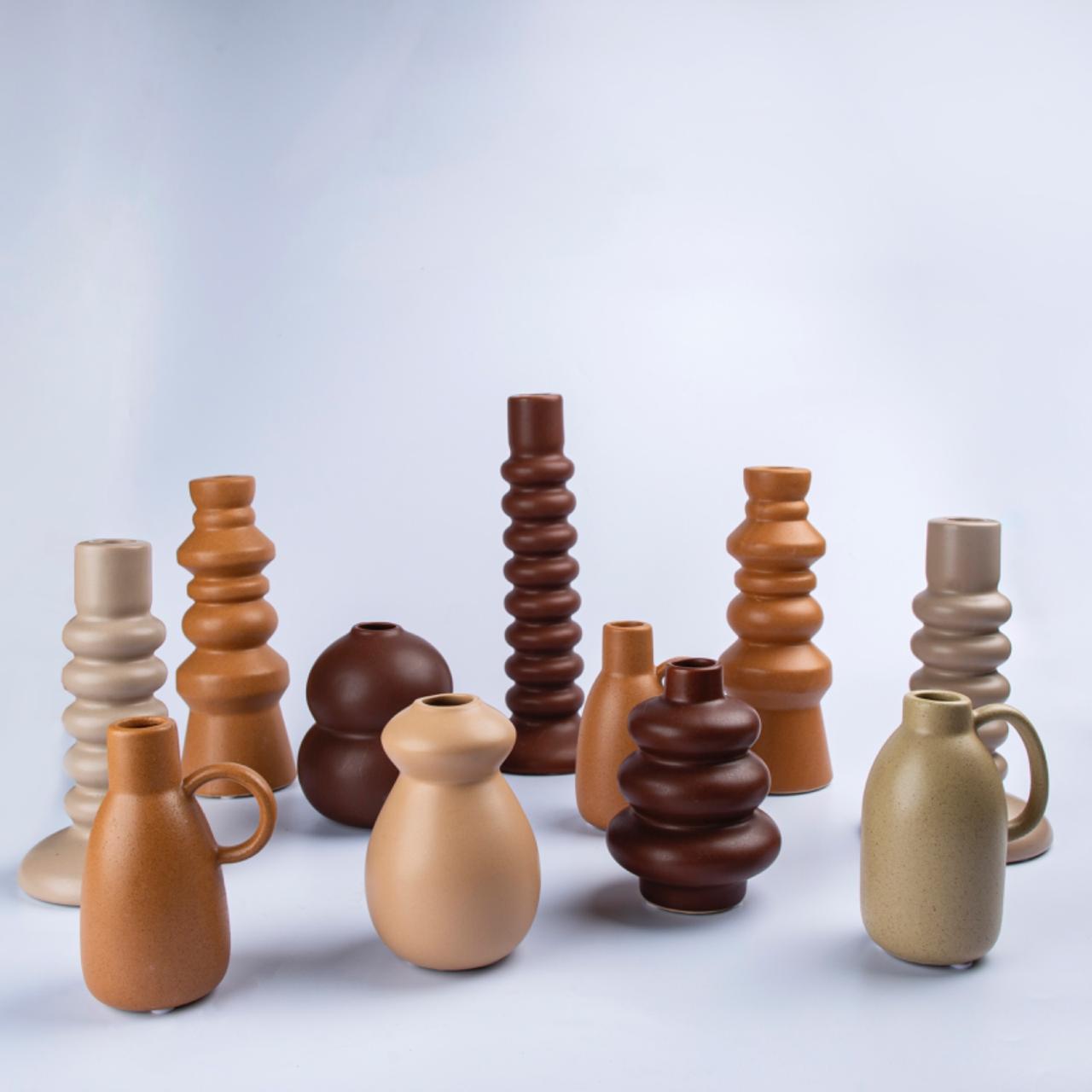 Earthenware Vases with Candles - Set of 13