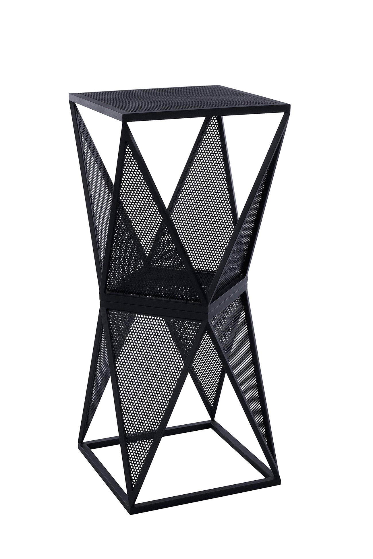 High Table- Square Metallic Black Frame- Perforated Metal Sheet Cover and Top