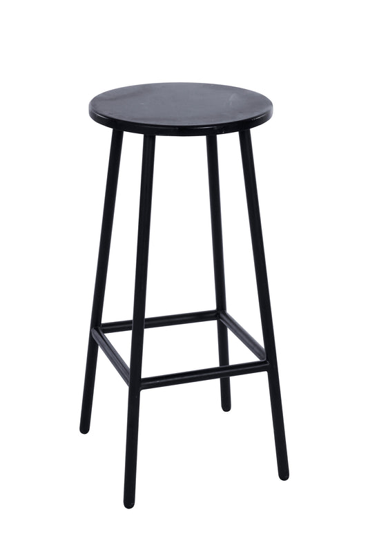 Metallic Stool-Round Black Wood Top