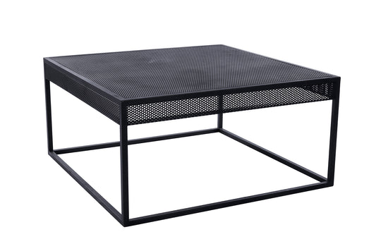 Low Table- Square Metallic Black Frame Table-Perforated Metal Sheet Top