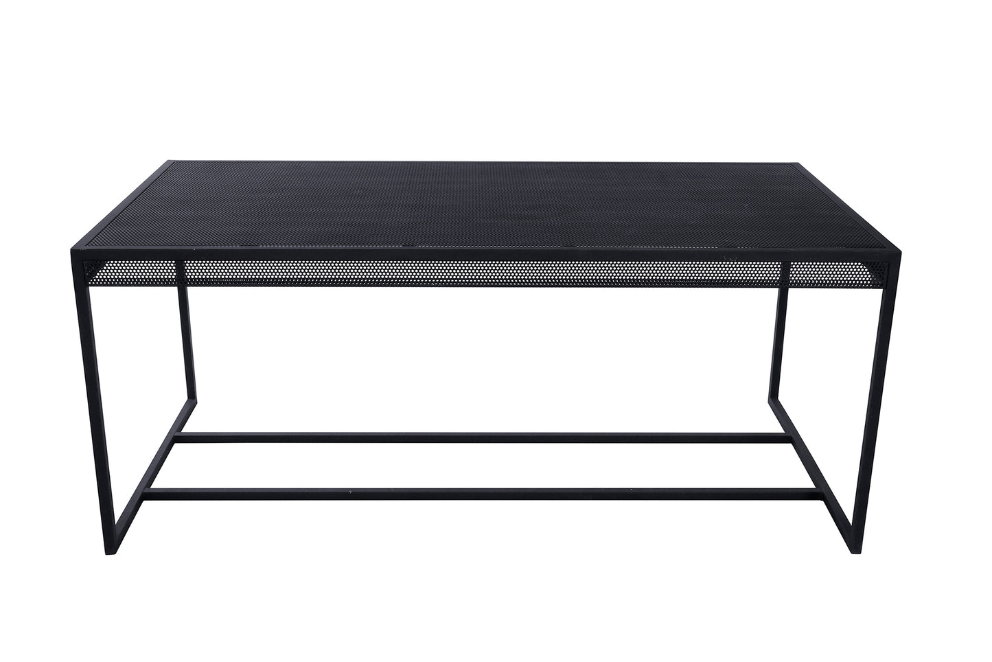 Dining Table- Rectangular Metal Black Frame Perforated Metal Sheet Top