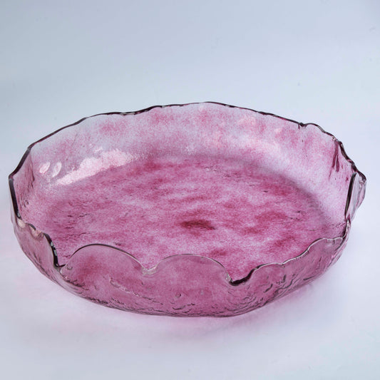Glass Round Platter- Pink D 43cm