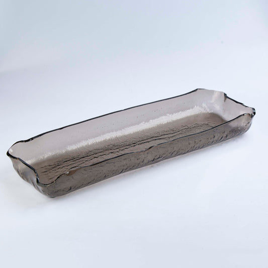 Glass Platter Rectangular-Bronze -55x18cm