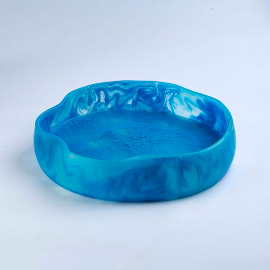 Resine Flat Bowl Blue  Dxh 40x7cm