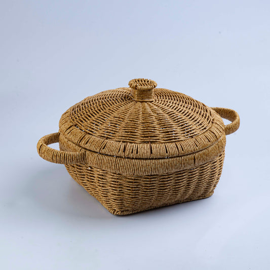 Round Bamboo Basket With Cover D 30cm