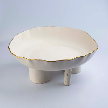 Round Platter on Pedestal - Off White D 45 cm