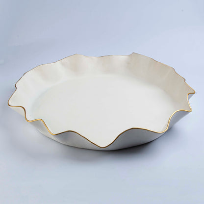 Ruffle Platter-  Off White - D 55cm