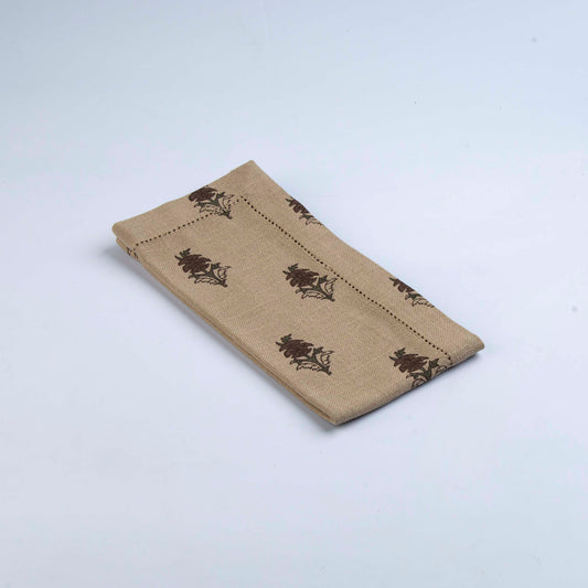Napkin Beige with motif Brown and Green