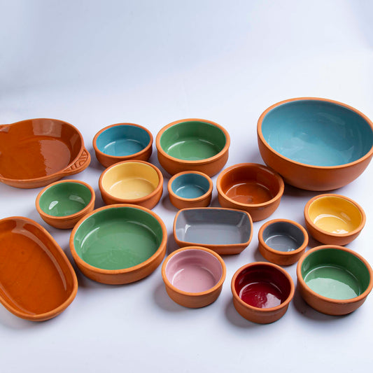 Set of 16 pcs colored pottery containers
