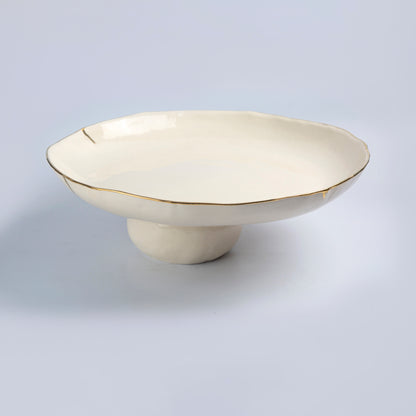 Round Platter on Pedestal-White - 45 x 9 cm