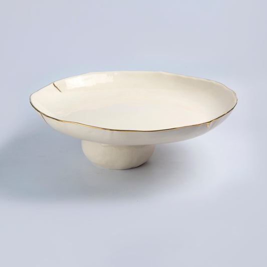 Round Platter on Pedestal - White - 45 x 9 cm