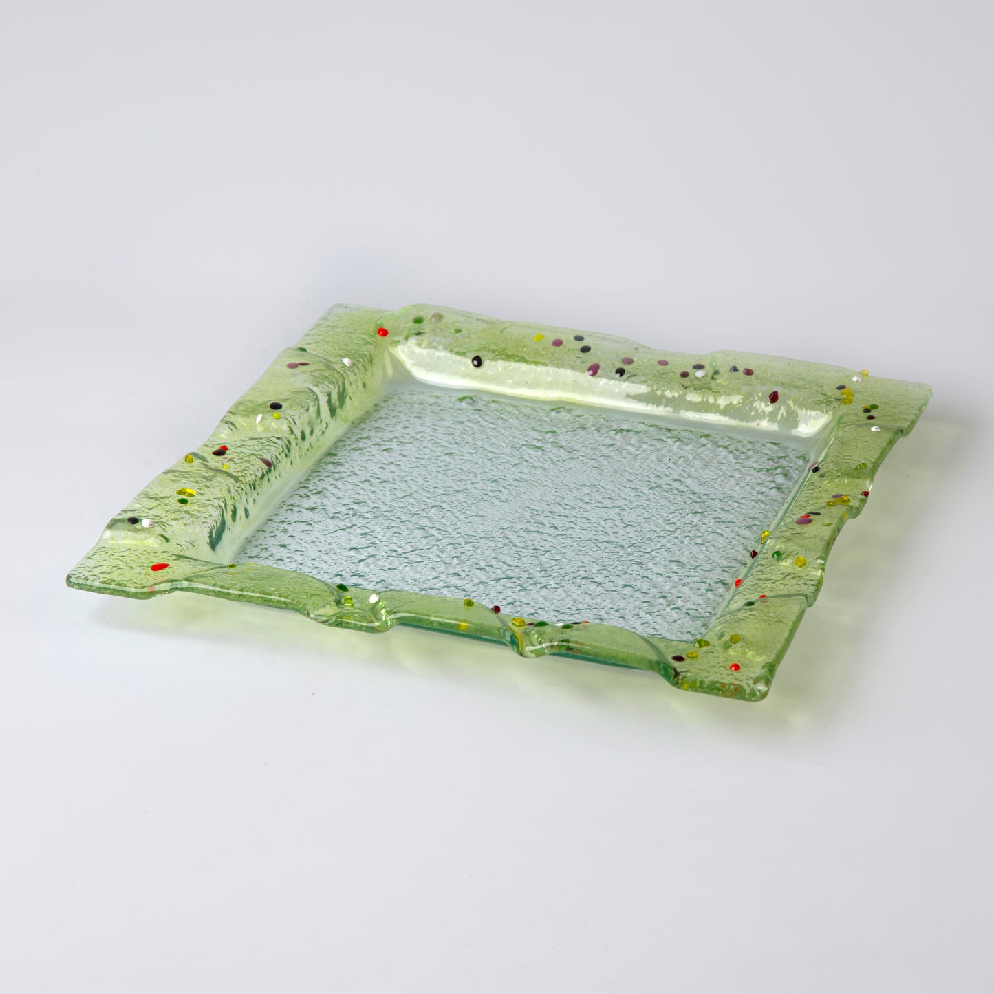Glass Square Platter - Yellow with Dots - 30 x 30 cm