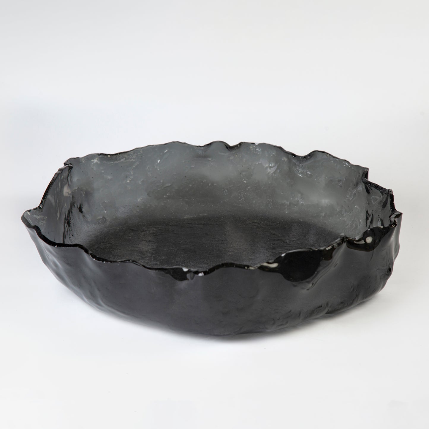 Glass Round Platter -Black - 45 x 10 cm