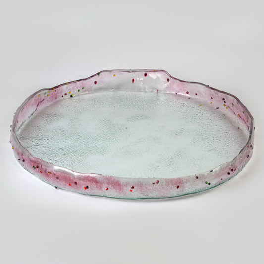 Round Platter - Pink with dots - D 50 cm