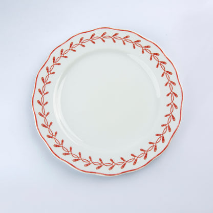 Vista Alegre - Jane Dinner Plate - - White & Red - 27 cm
