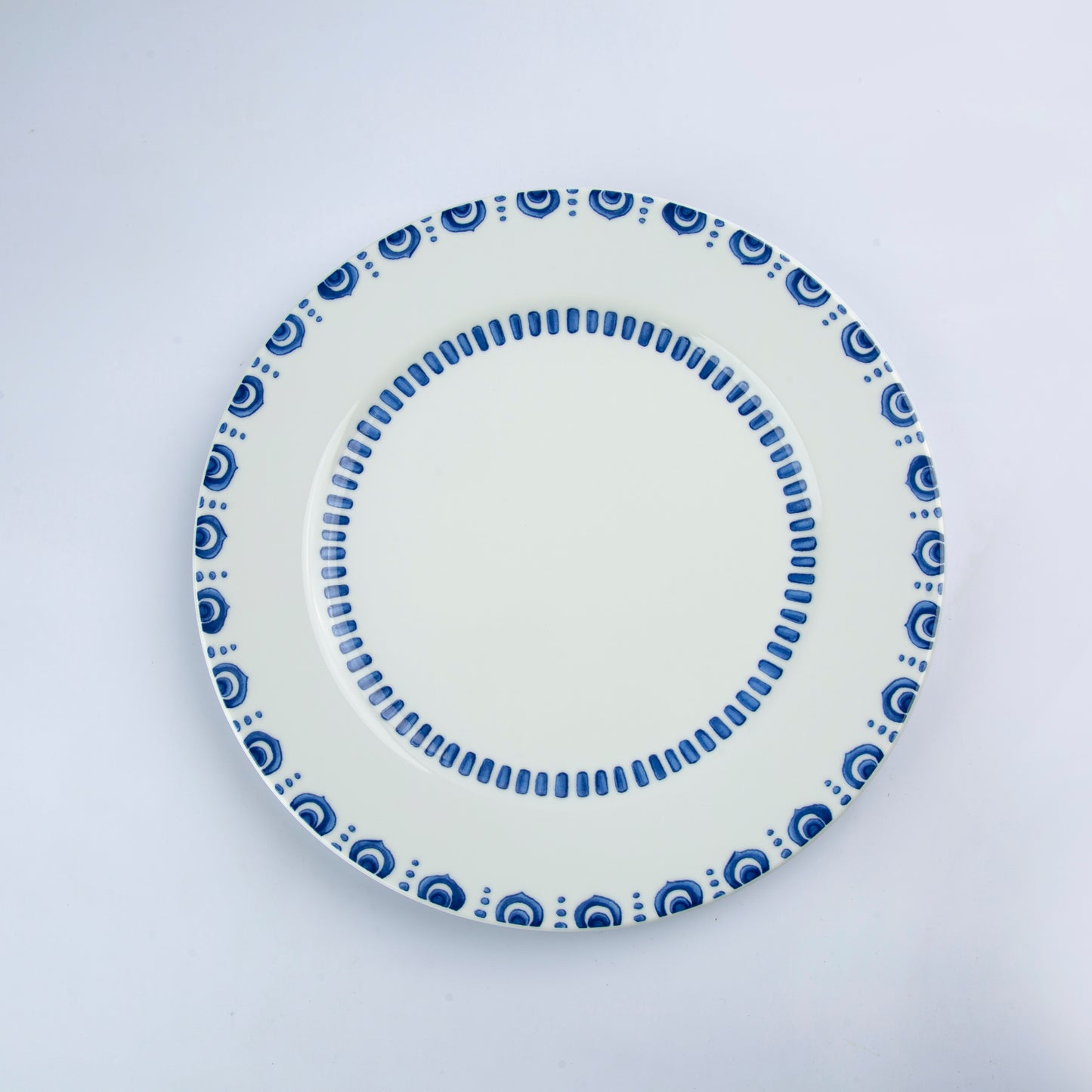 Dinner Plate - White & Blue - D 27 cm