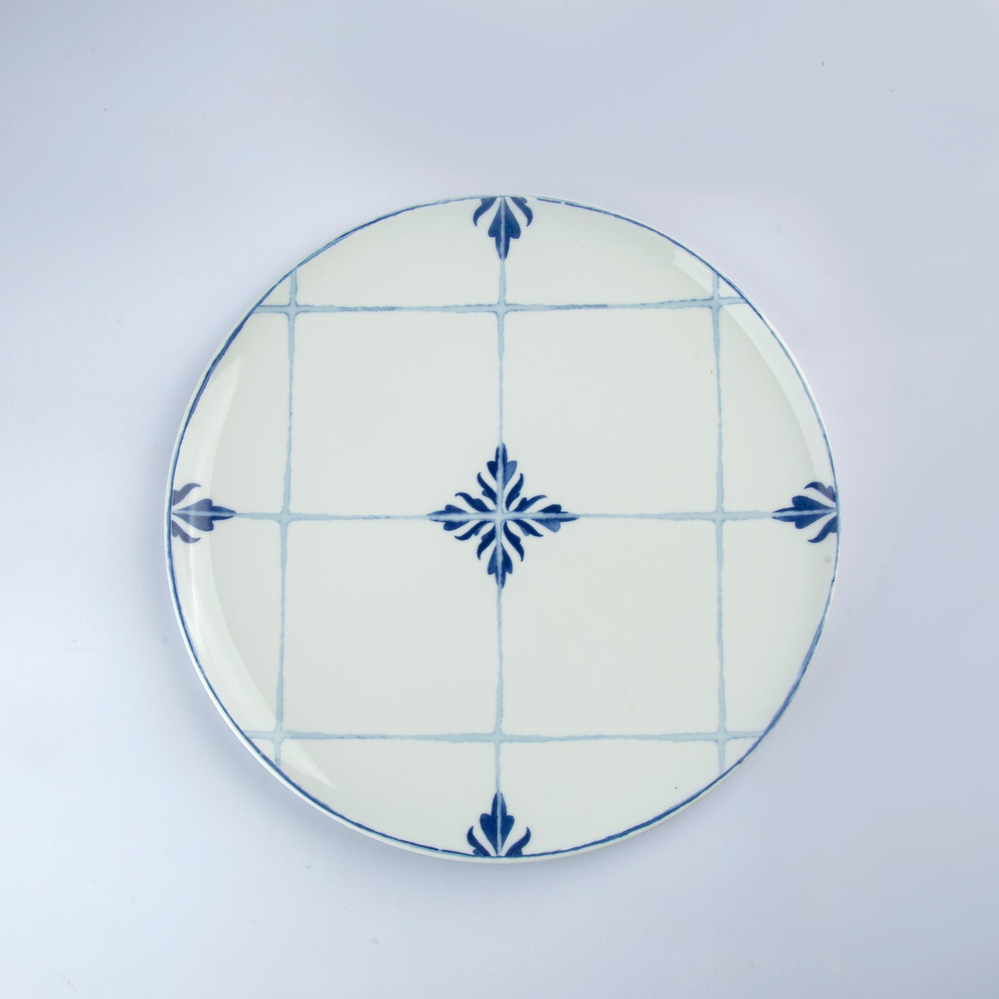 Dinner Plate - White & Blue - D 27 cm