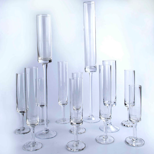 Clear Vases - Champagne Glass Shaped - Set of 14