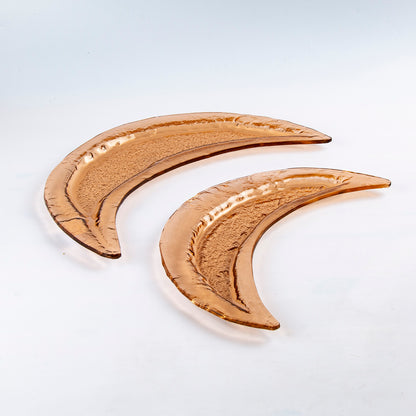 Set of 2 Moons Glass Amber D. 35 &45cm