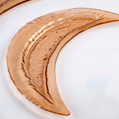 Set of 2 Moons Glass Amber D. 35 &45cm