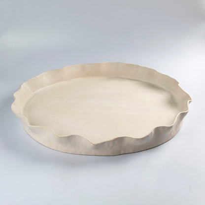 Ruffle Platter-  Off White - D 55cm