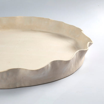 Ruffle Platter-  Off White - D 55cm