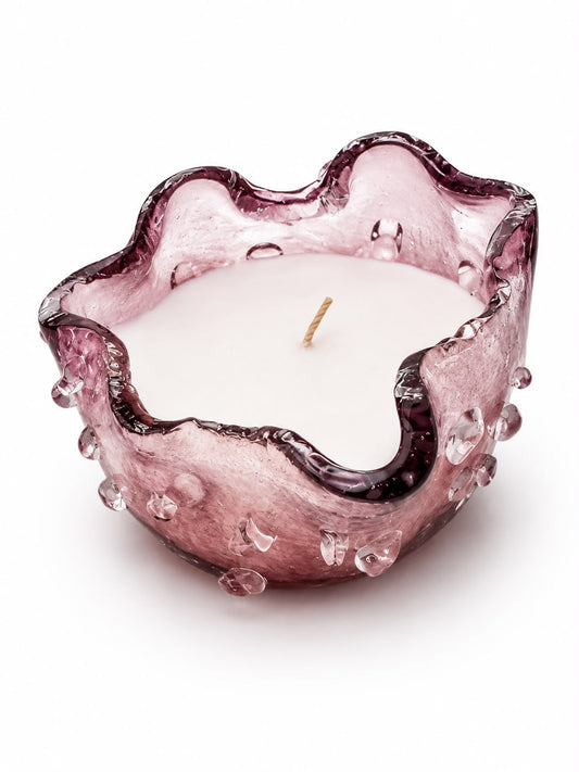 Pink Glass Candle Bowl- D 9CM
