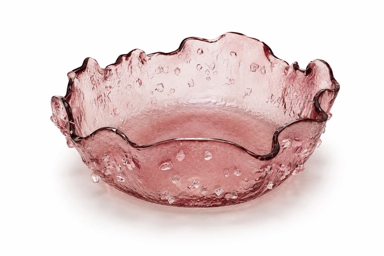 Glass BOWL -PINK -D 32CM