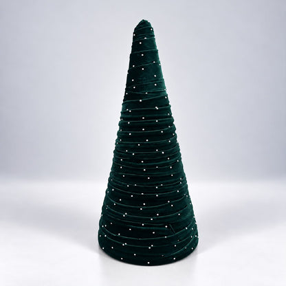 Velvet & Satin Handcrafted Christmas Trees- H 35 & 30cm